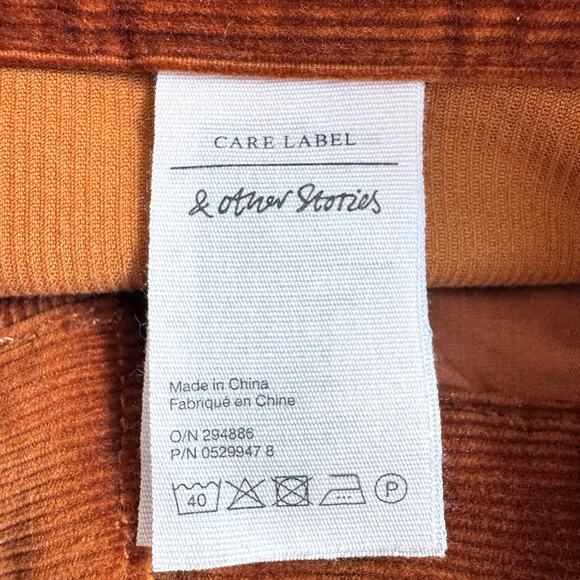 & Other Stories Womens Kick Flare Corduroy Pants Size 2 Fall Chestnut Brown - Picture 5 of 7